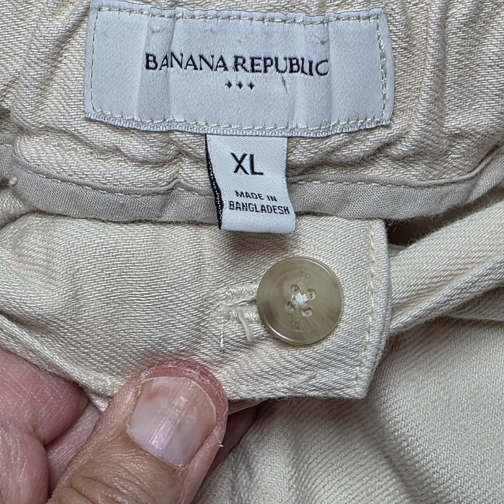 Banana Republic Pleated Pants Womens XL Straight Leg Twill Casual Pockets Creme - Picture 6 of 15